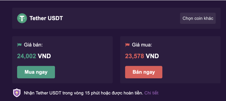 Mua USDT nhanh